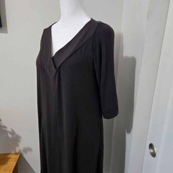 Eileen Fisher Vneck TShirt Dress Rayon - Wren (Dark Green) Medium - Picture 2 of 8